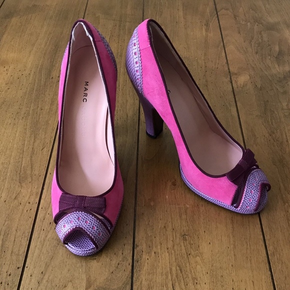 Marc Jacobs Pink Suede + Purple Leather Heels (size 36.5) - Picture 3 of 10